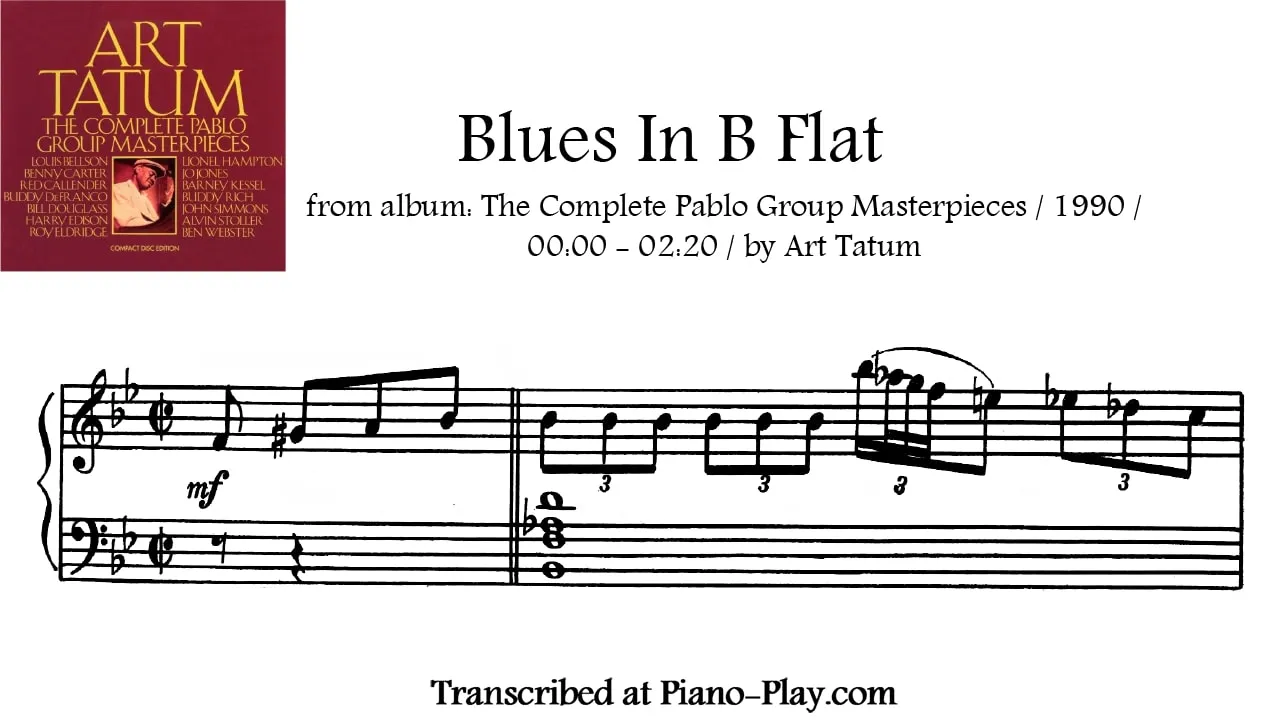 Art Tatum - Blues B Transcription