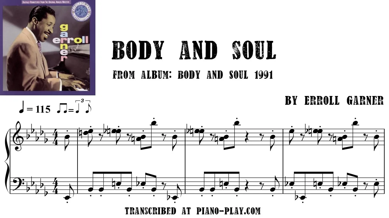 Erroll Garner - Body and soul Full Transcription Sample