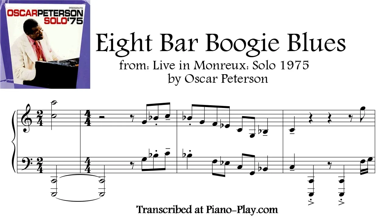Oscar Peterson - Eight bar boogie blues Full Transcription Sample