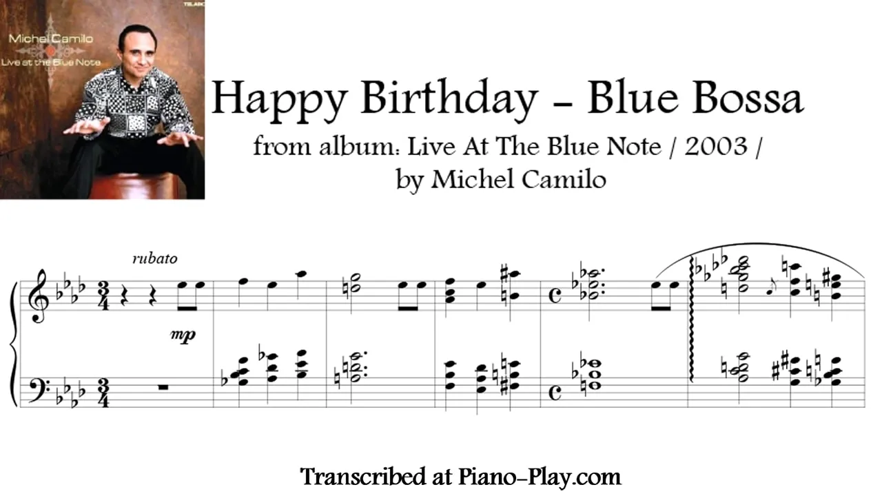 Michel Camilo - Happy Birthday - Blue Bossa Transcription