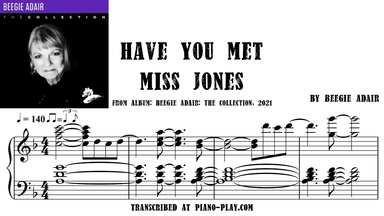 Beegie Adair - Have You Met Miss Jones Full Transcription Sample