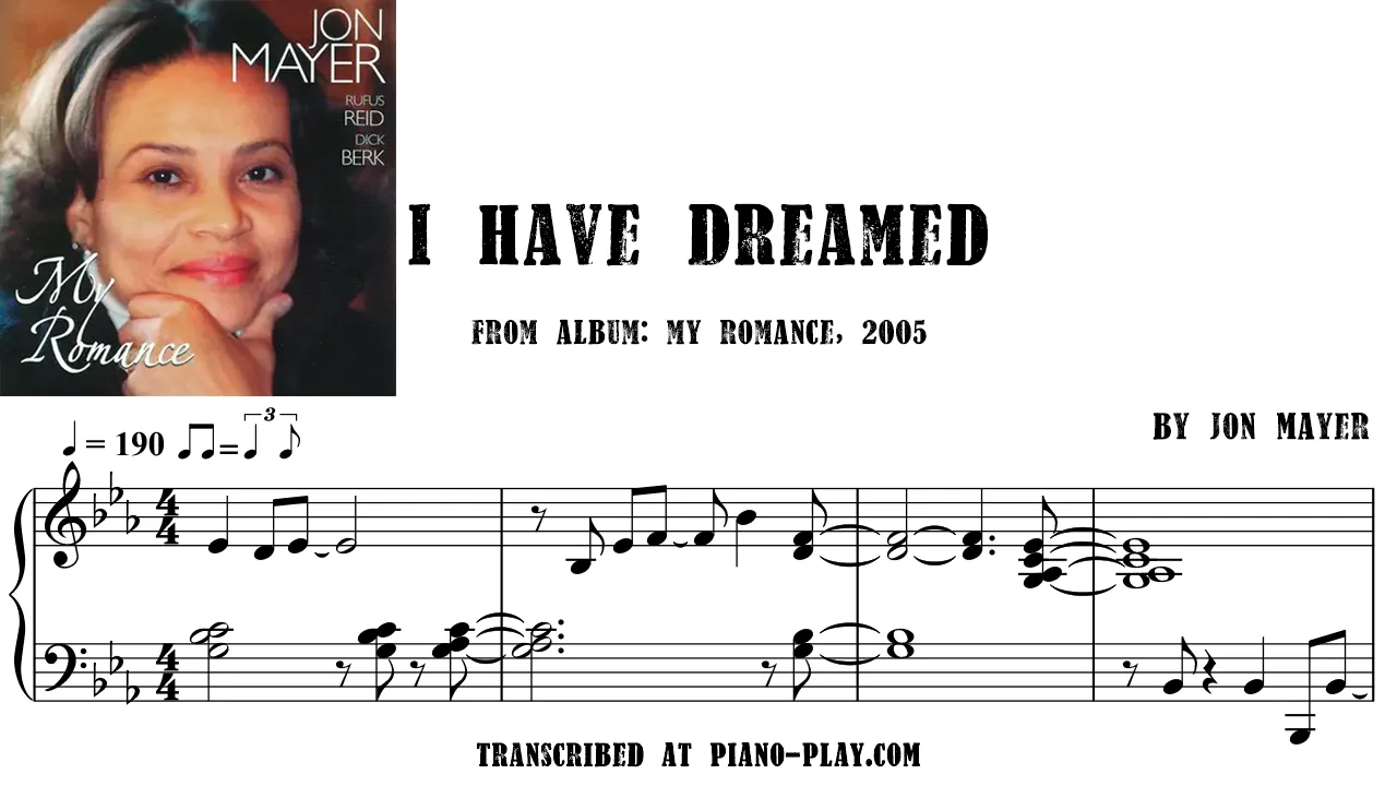 Jon Mayer - I Have Dreamed Transcription
