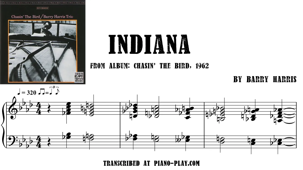 Barry Harris - Indiana (Back home again in Indiana) Transcription