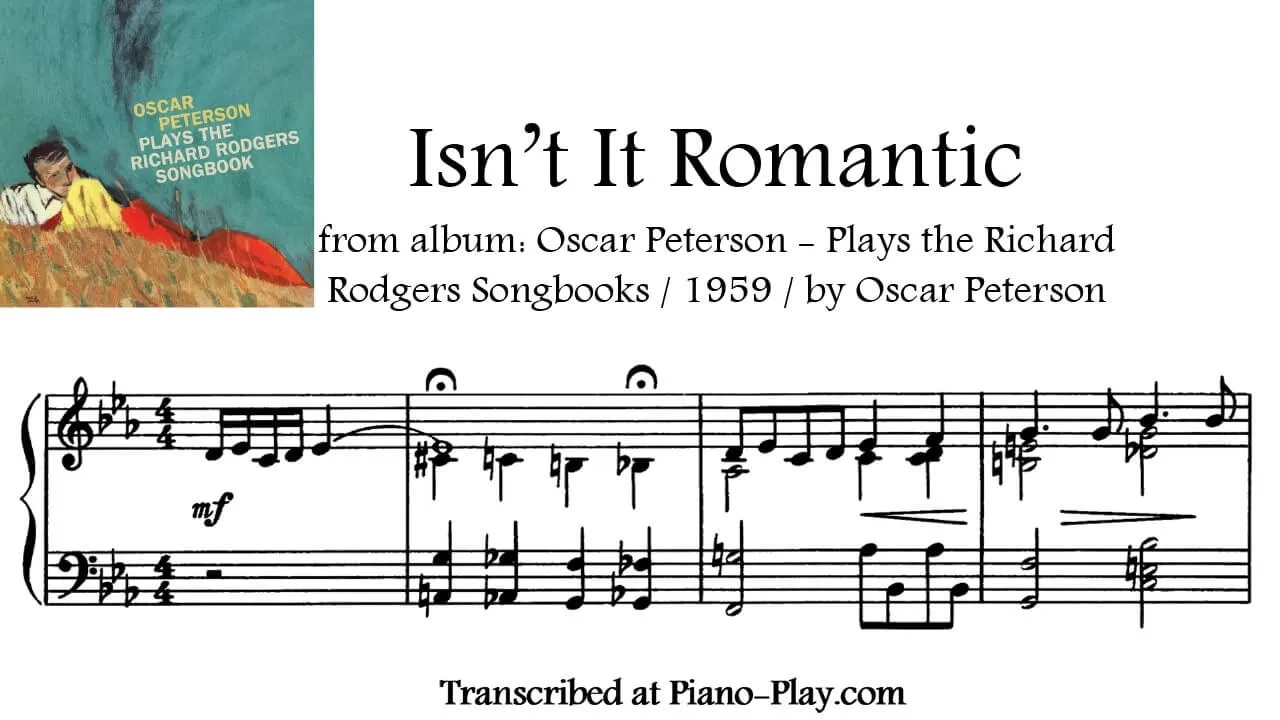 Oscar Peterson - Isn't it romantic Full Transcription Sample