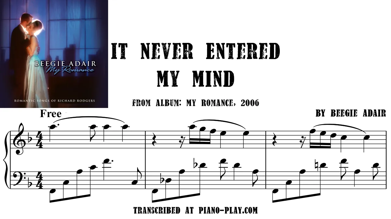 Beegie Adair - It Never Entered My Mind Full Transcription Sample