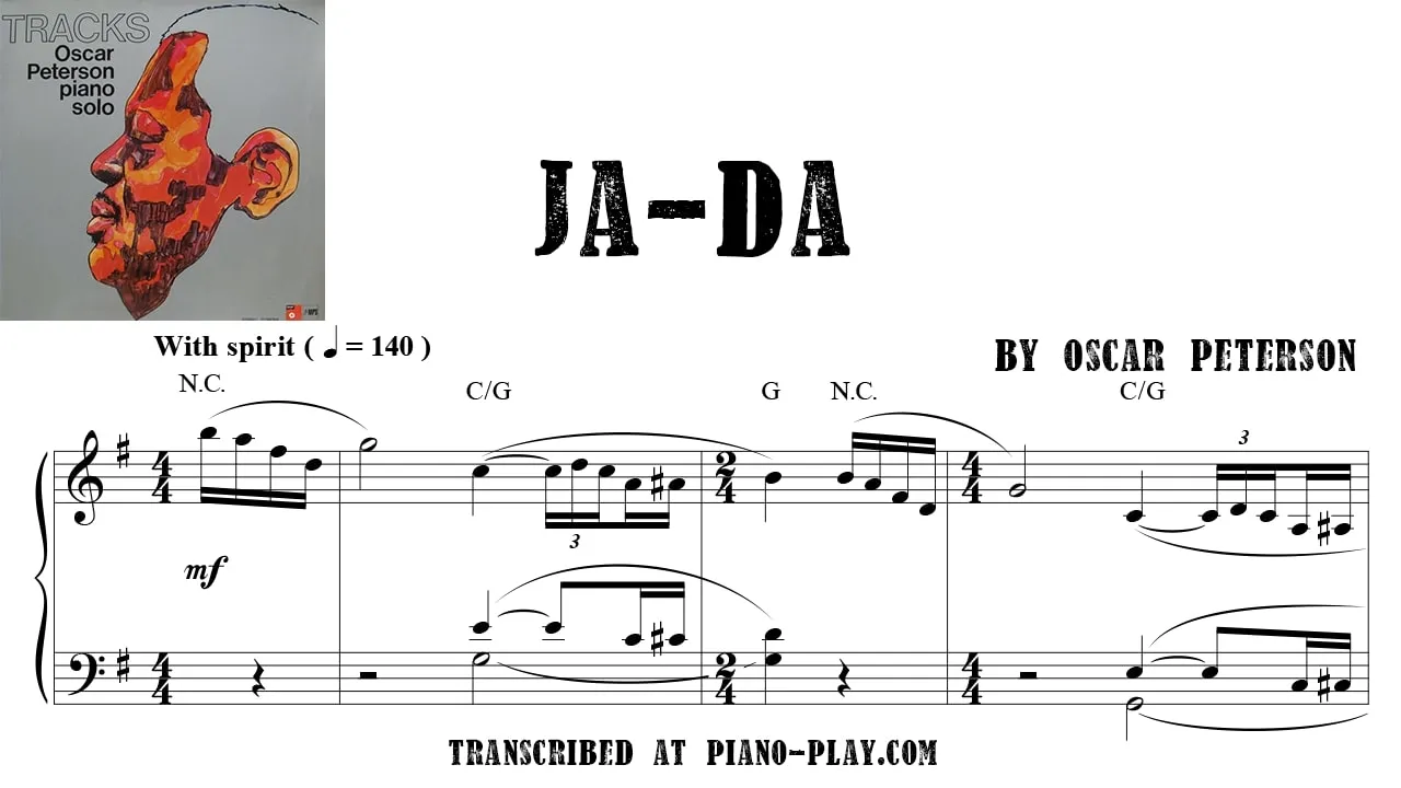 Oscar Peterson - Ja da Full Transcription Sample