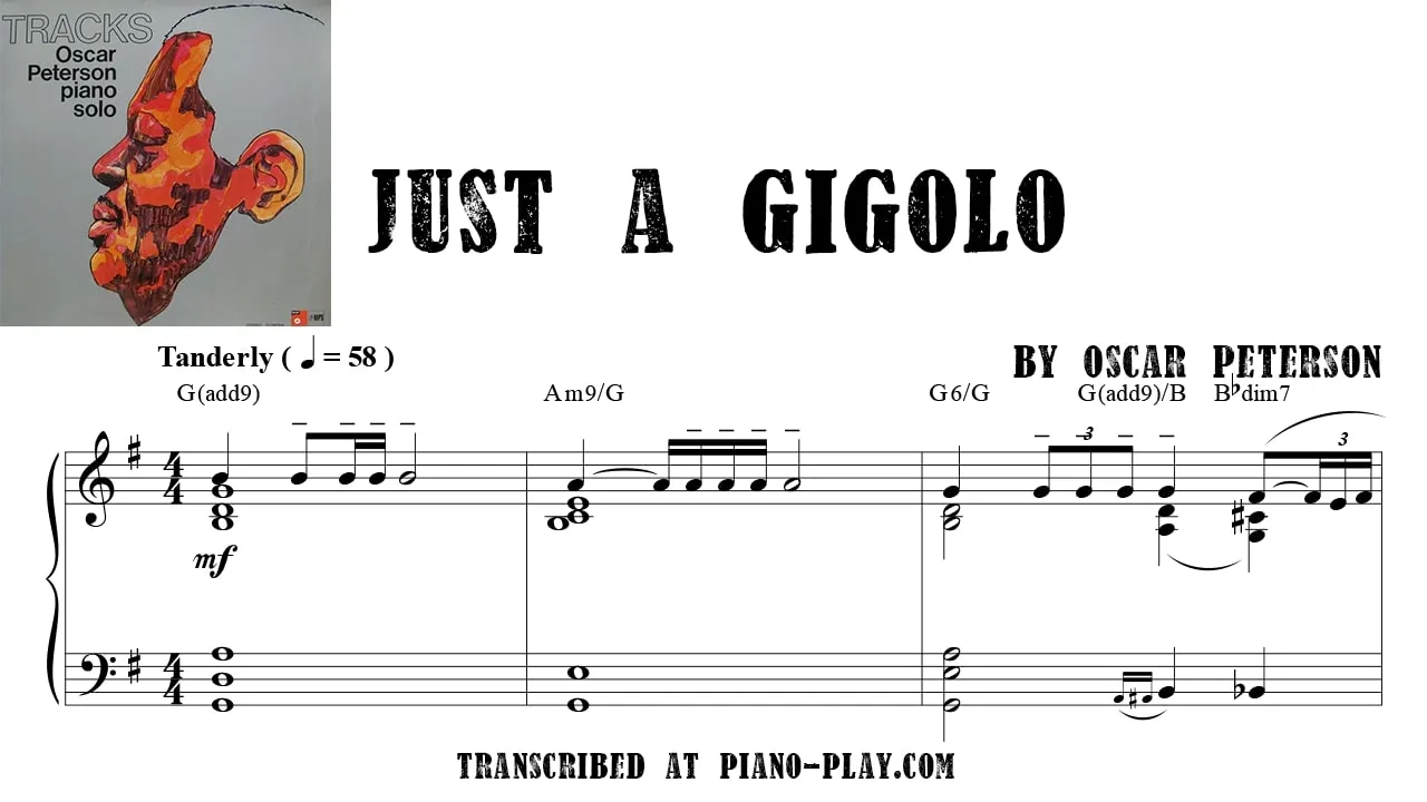 Oscar Peterson - Just a gigolo Full Transcription Sample