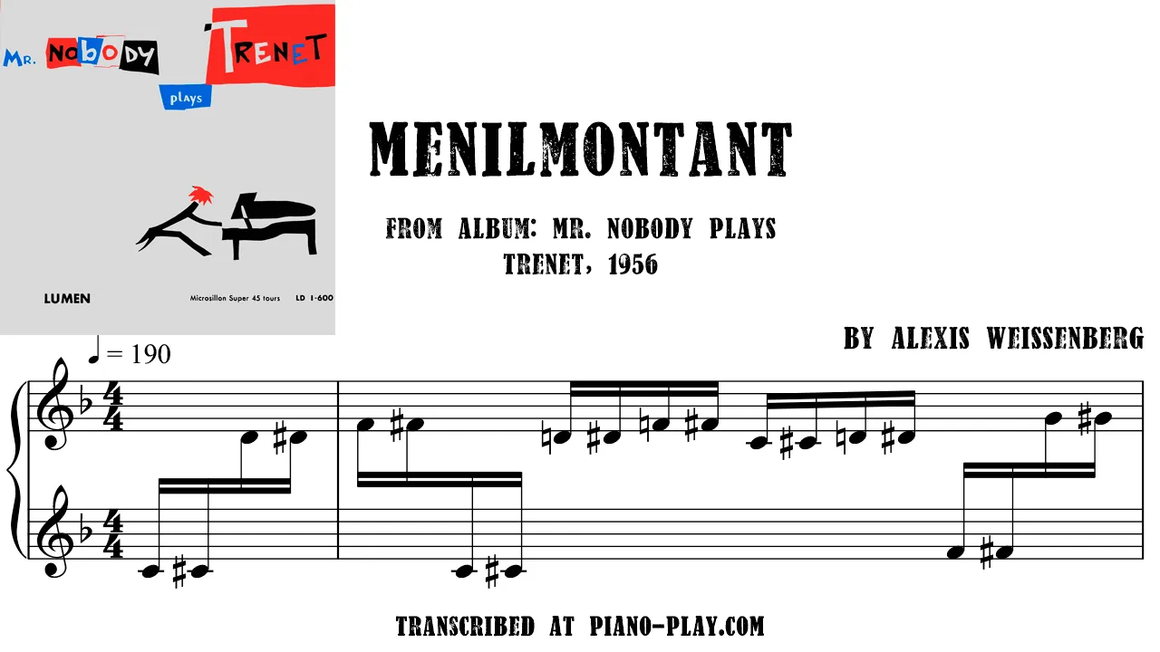 Alexis Weissenberg - Menilmontant Transcription