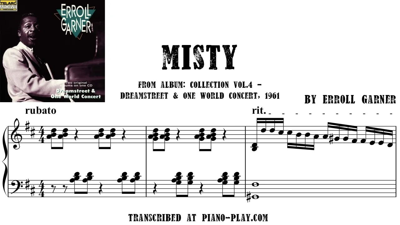 Erroll Garner - Misty Full Transcription Sample
