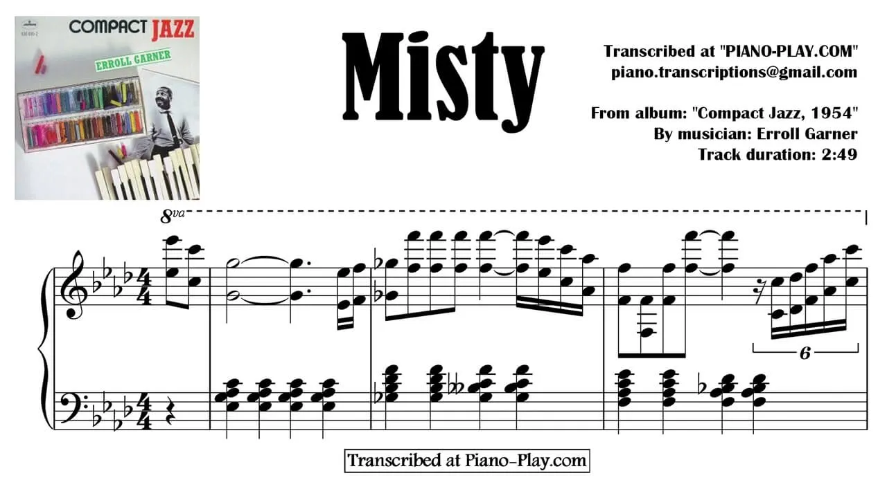 Erroll Garner - Misty Full Transcription Sample