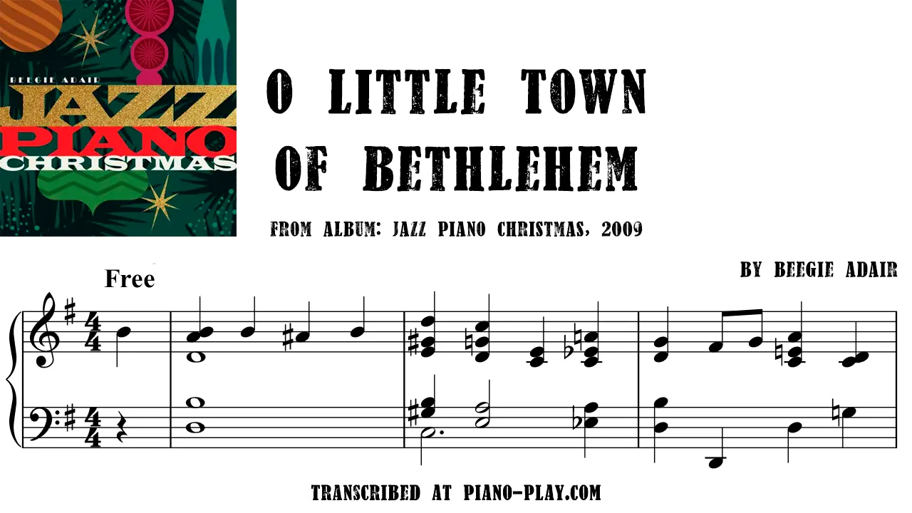 Beegie Adair - O Little Town Of Bethlehem, When You Wish Upon A Star Full Transcription Sample