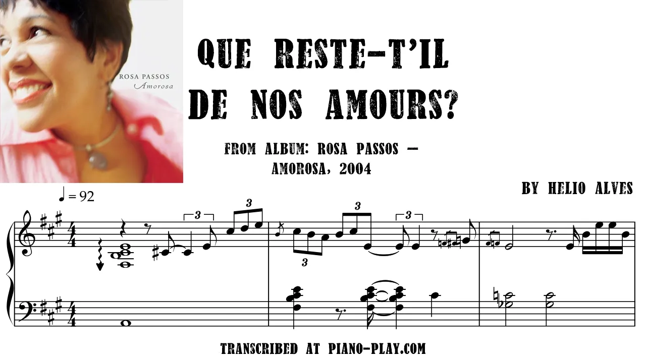 Helio Alves - Que reste t'il de nos amours Transcription