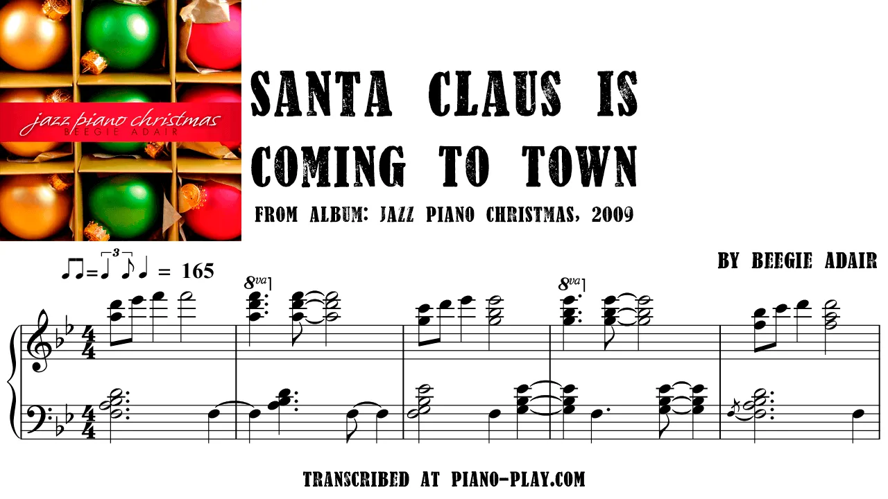 Beegie Adair - Santa Claus Is Coming To Town Full Transcription Sample