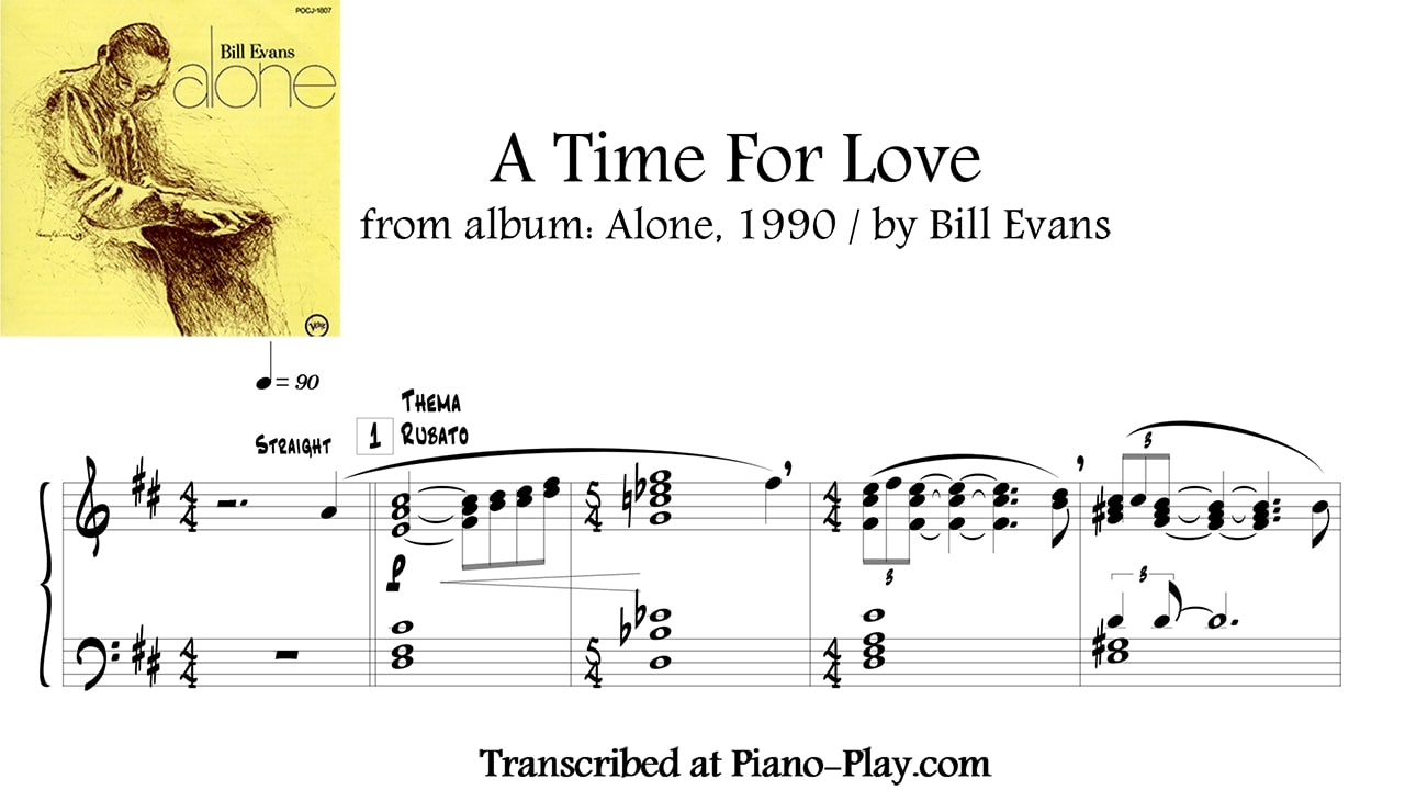 transcription A time for love - Bill Evans