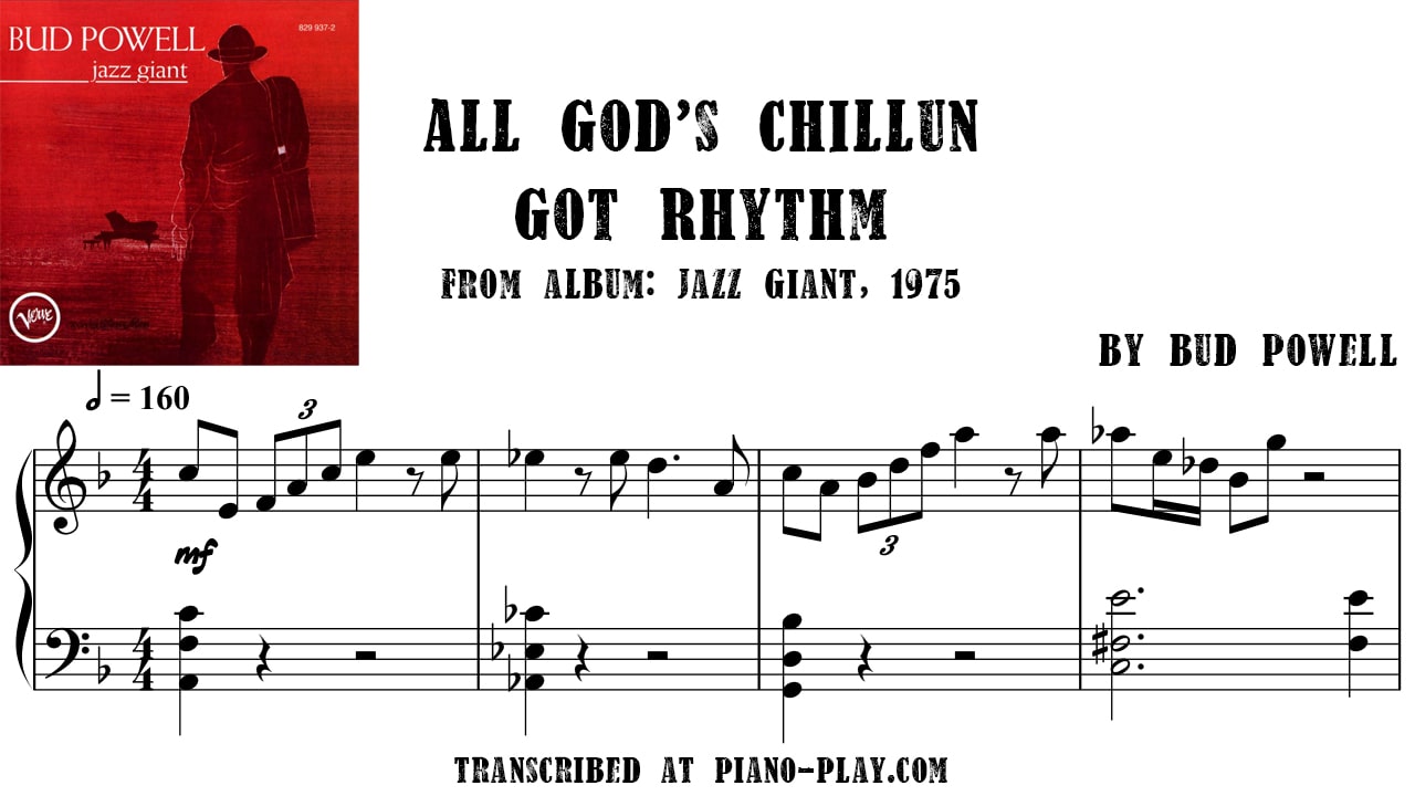 transcription All God's Chillun Got Rhythm - Bud Powell