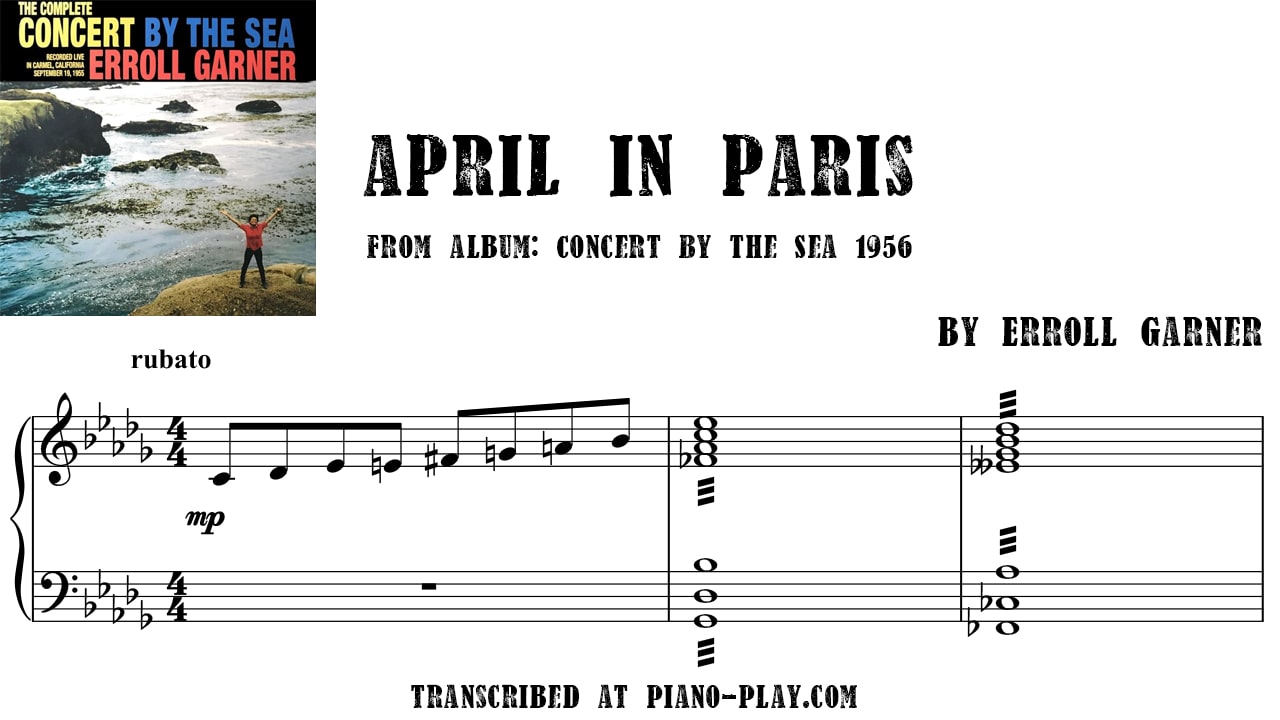 transcription April in paris - Erroll Garner