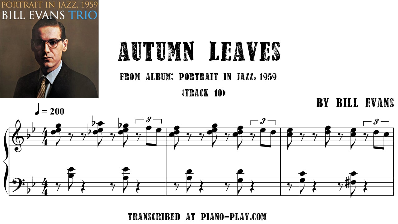 transcription Autumn Leaves - Bill Evans