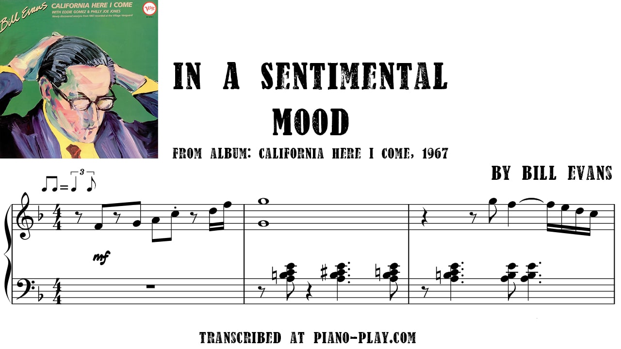 transcription In a sentimental mood - Bill Evans
