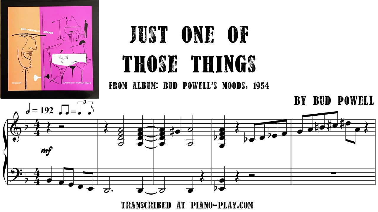 transcription Just One Of Those Things - Bud Powell