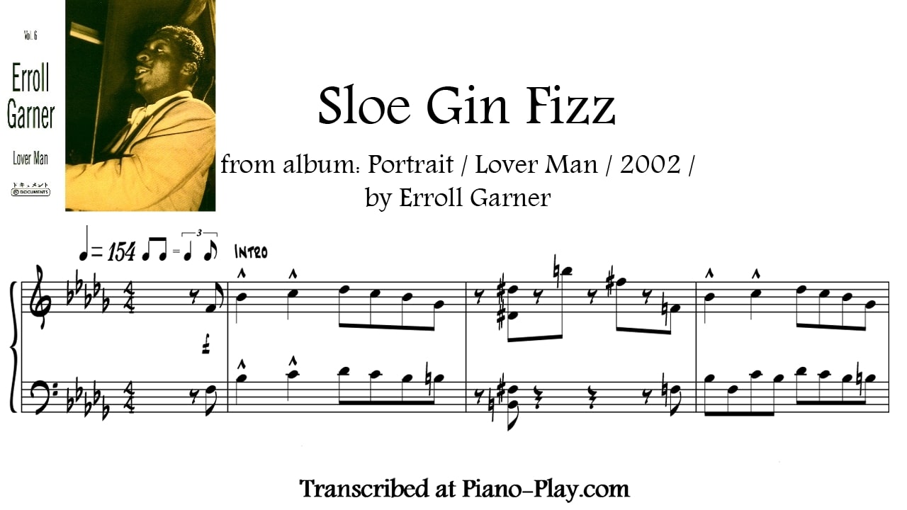 transcription Sloe gin fizz - Erroll Garner